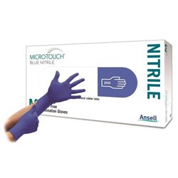 MICRO-TOUCH Blue Nitrile Gloves XS Box 200