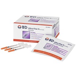 Insulin Syringe 0.3ml With Needle 31G x8mm 328822 box 100