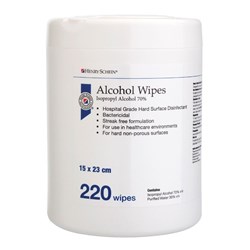HS Alcohol Wipes Hospital Grade IPA 70 v/v  220 Tub