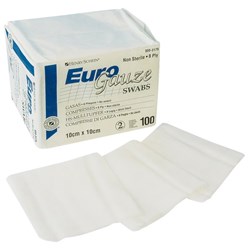 HS EuroGauze Swabs Non Sterile 8 Ply 10x10cm 100 Pack