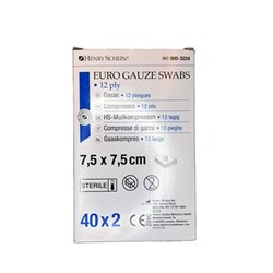 HS EuroGauze Swab Sterile Woven 7.5x7.5cm 12ply Pk 40 x2