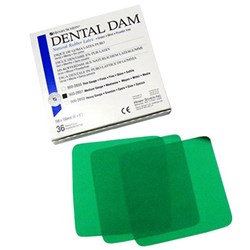 Henry Schein Latex Rubber Dam 6"x6" Heavy Green box 36