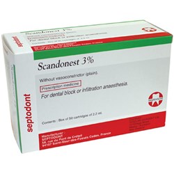 SCANDONEST 3% Plain 2.2ml Box of 50 Cartridges