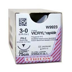 Ethicon Suture Vicryl Rap 3/8 Rev Cut 19mm 4/0 70cm box 36