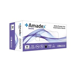 Amadex Sky Blue Nitrile Exam Gloves PF L Box 100