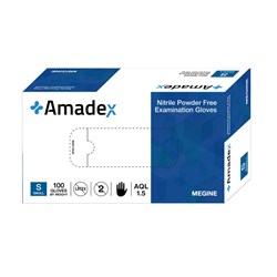 Amadex Blue Nitrile Exam Gloves PF L Box 100