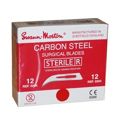 Swann Morton Scalpel Blade#12 0204SterileCarbonSteel Box/100