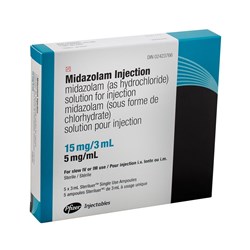Pfizer Midazolam 15mg Inject Solution 5 x 3ml Ampoules