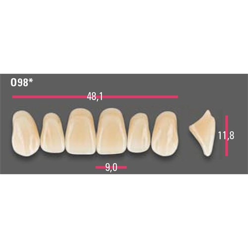 Vitapan Anterior Shade A1 Upper Mould O98 Set 6