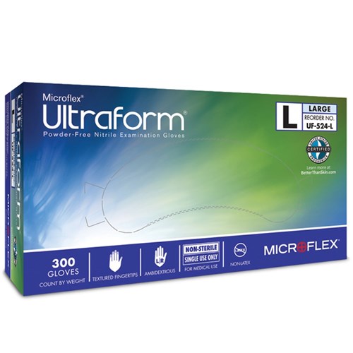MICROFLEX Ultraform  Blue Nitrile Gloves Large Box 300