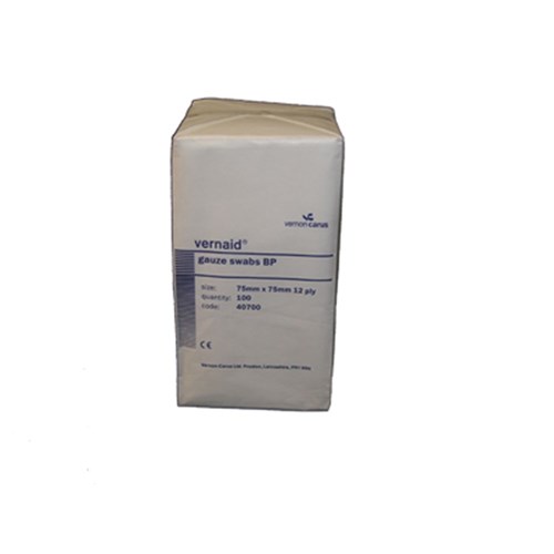 Vernaid Gauze Swabs 40700 Non Sterile 75x75mm 12Ply pkt 100