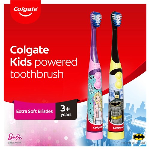 Colgate Batman & Barbie Extra Soft Battery Toothbrush Pkt 6