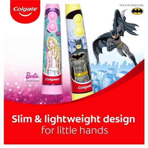 Colgate Batman & Barbie Extra Soft Battery Toothbrush Pkt 6
