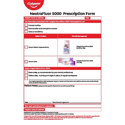 Colgate Neutrafluor 5000 Prescription Pad