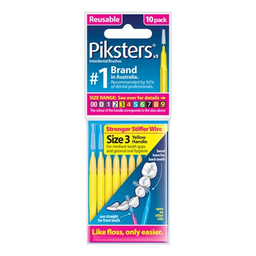 Piksters Interdental Brushes Yellow Size 3 10pk
