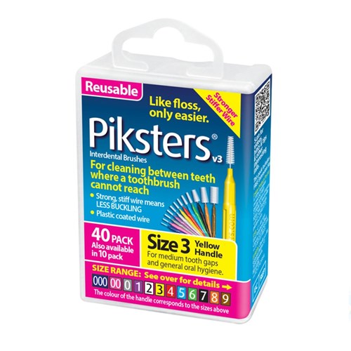 Piksters Interdental Brushes Yellow Size 3 40pk