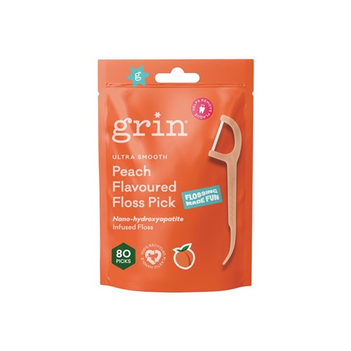 Ultra Smooth Peach Floss Pick 80pk bag x 8 packs