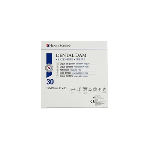 HENRY SCHEIN Rubber Dam Non Latex Med Purple 15x15cm Box30