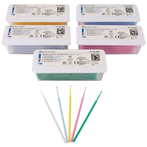 HENRY SCHEIN Micro Applicator HS8 Fine Yellow Pk 100