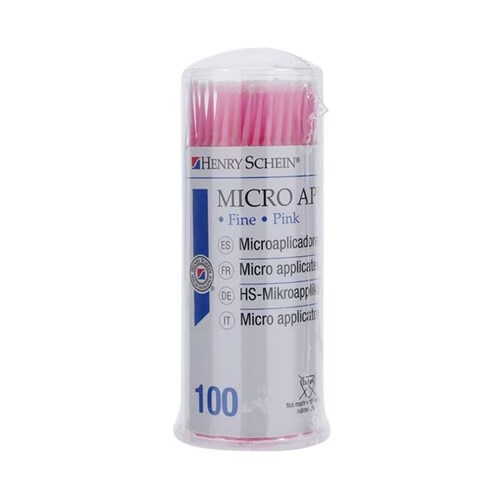 HENRY SCHEIN Micro Applicator HS10 Fine Pink Yellow 4 x100