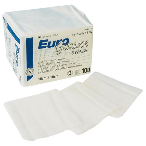 HS EuroGauze Swabs Non Sterile 8 Ply 10x10cm 100 Pack