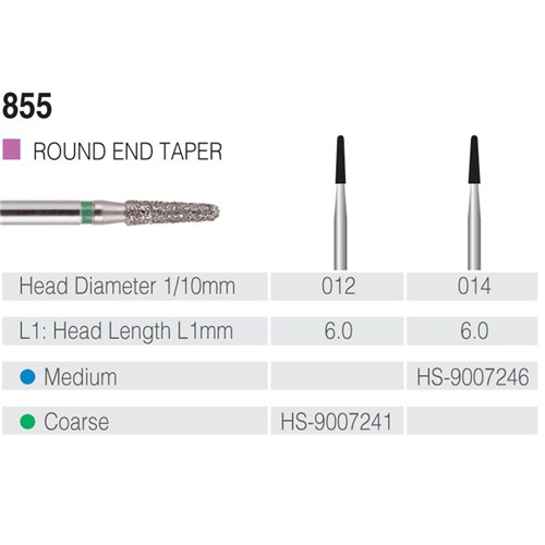 HENRY SCHEIN Maxima Diamond Bur FG 855012M Coarse pkt 5