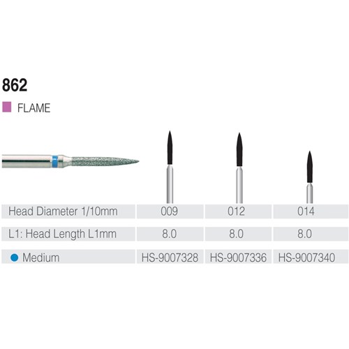 HENRY SCHEIN Maxima Diamond Bur FG 862014M Med-grit pkt 5