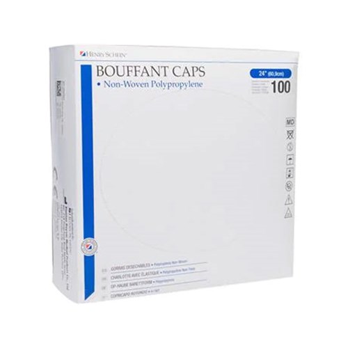 Bouffant Cap HENRY SCHEIN White Poly 61cm Box 100