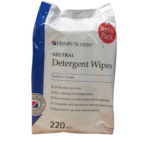 Henry Schein Neutral Detergent Wipe Refill 220 pack