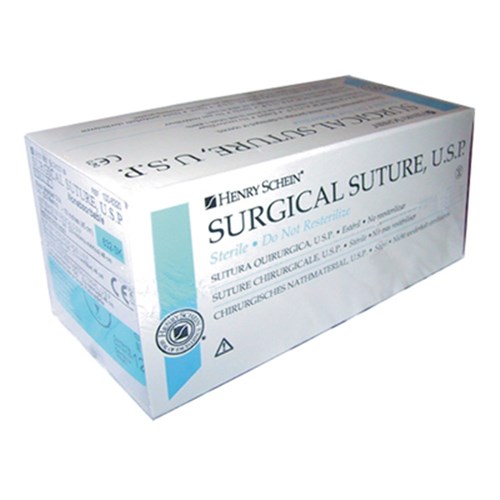 Henry Schein Silk Suture Blk 3/8 Circ 3-0 C-6 45cm pkt 12