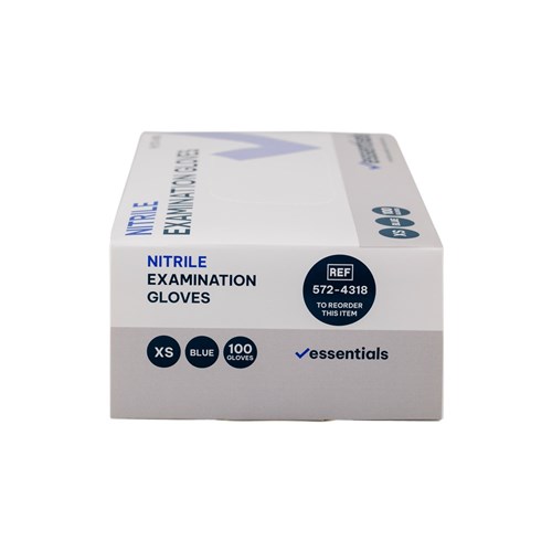Essentials Nitrile Gloves Blue Powder Free XS Carton 10 x 100