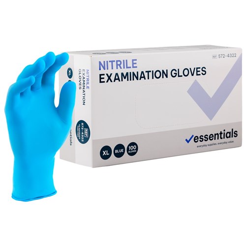 Essentials Nitrile Gloves Blue Powder Free XL Carton 10 x 100