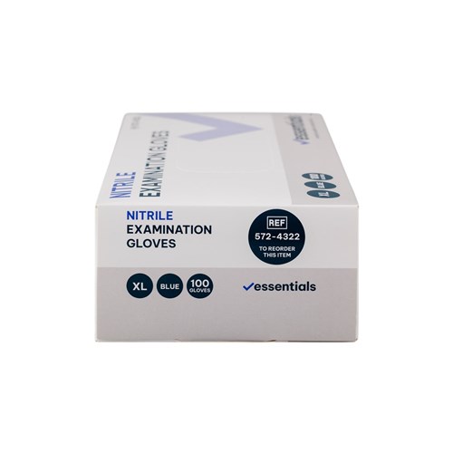 Essentials Nitrile Gloves Blue Powder Free XL Carton 10 x 100