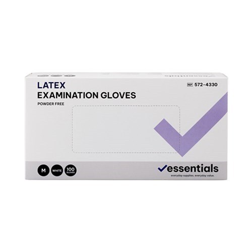 Essentials Latex Exam Gloves Powder Free M Carton 10 x 100