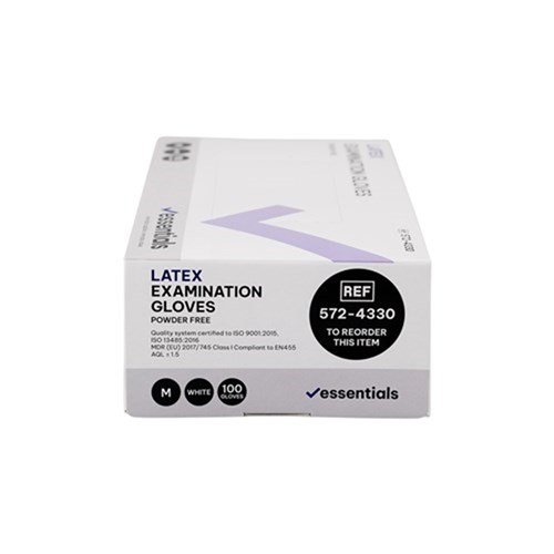Essentials Latex Exam Gloves Powder Free M Carton 10 x 100