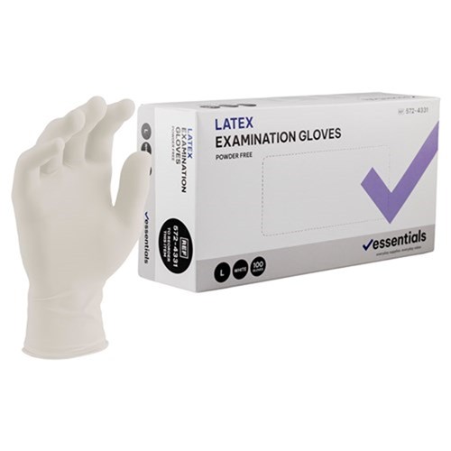 Essentials Latex Exam Gloves Powder Free L Carton 10 x 100