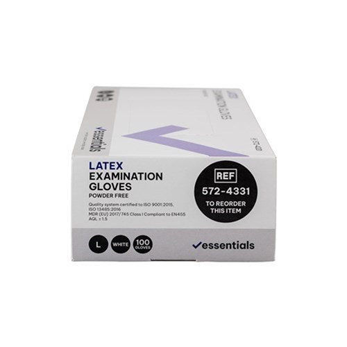 Essentials Latex Exam Gloves Powder Free L Carton 10 x 100