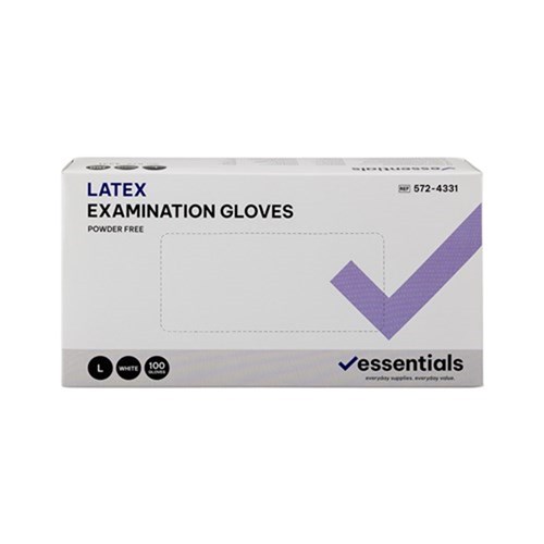 Essentials Latex Exam Gloves Powder Free L Carton 10 x 100
