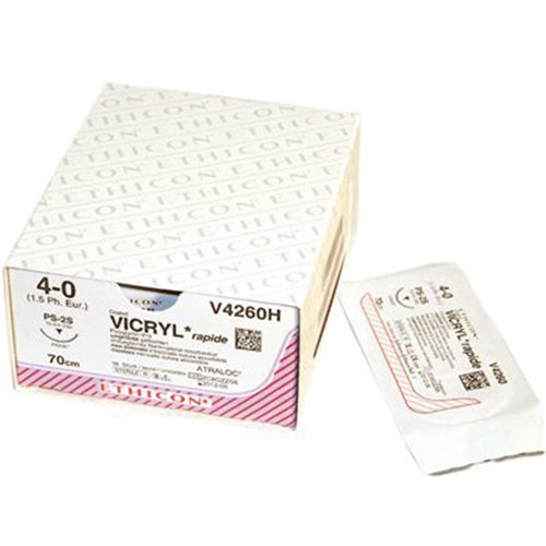 Ethicon Suture Vicryl Rap 3/8 Con Cut 16mm 4/0 45cm box 12