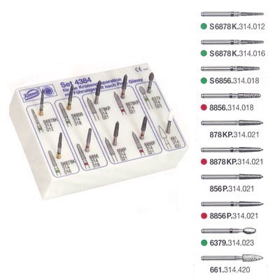 Crown Prep Set With Guide Pins FG #4384 x10 Diamond Burs