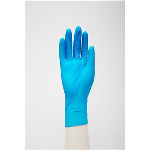 Amadex Sky Blue Nitrile Exam Gloves PF L Box 100
