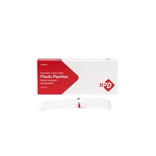 Plastic Pipettes Colour Coded 0.3ml Pack of 5
