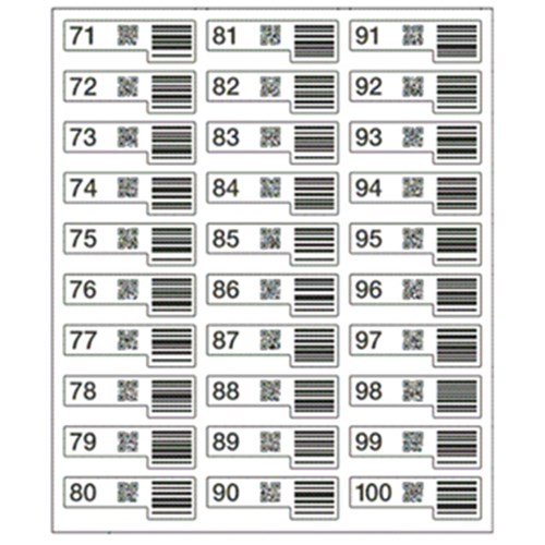 Label Set Barcode 4 - 71-100 DWX-53DC