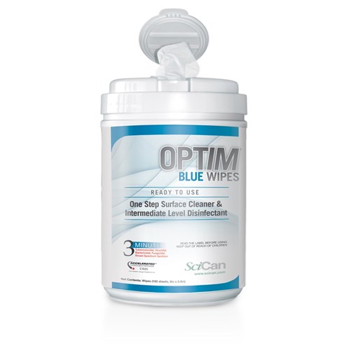 Scican Optim Blue Cleaning & Disinfecting Wipes Tub 160