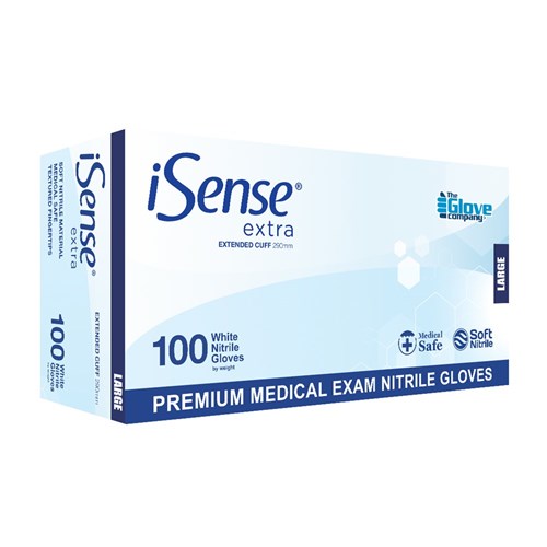 iSense Extra Nitrile Gloves PF Large Box 100