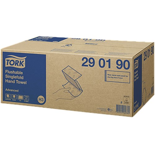 Tork Singlefold Hand Towel H3 Flushable 2ply Pkt 250 CTN 15