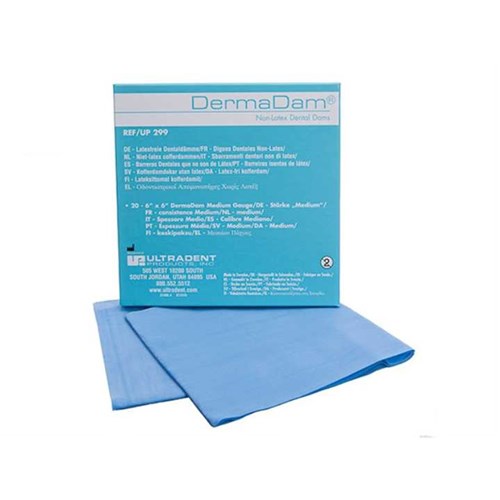 DermaDam Synthetic Rubber Dam Non-Latex 15x15cm 0.20mm Pkt20