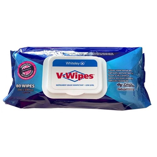 V WIPES Hospital Grade Disinfectant Flat Pack of 80