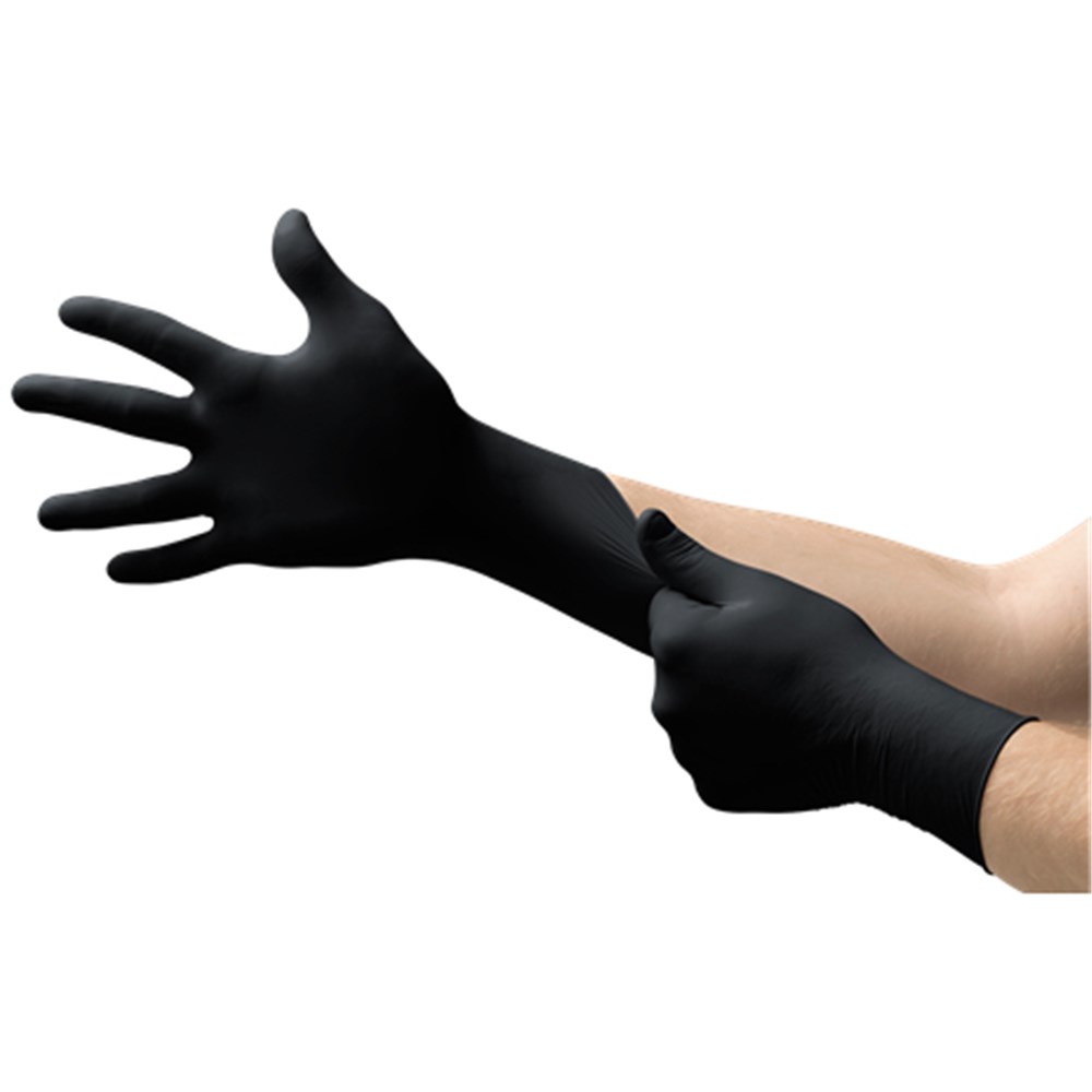 AN93732XL MICROFLEX MidKnight TOUCH Black Nitrile Gloves XL 100 bx