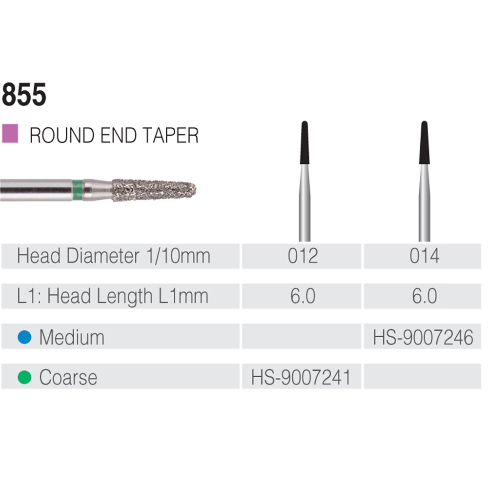 HS9007241 HENRY SCHEIN Maxima Diamond Bur FG 855012M Coarse pkt 5
